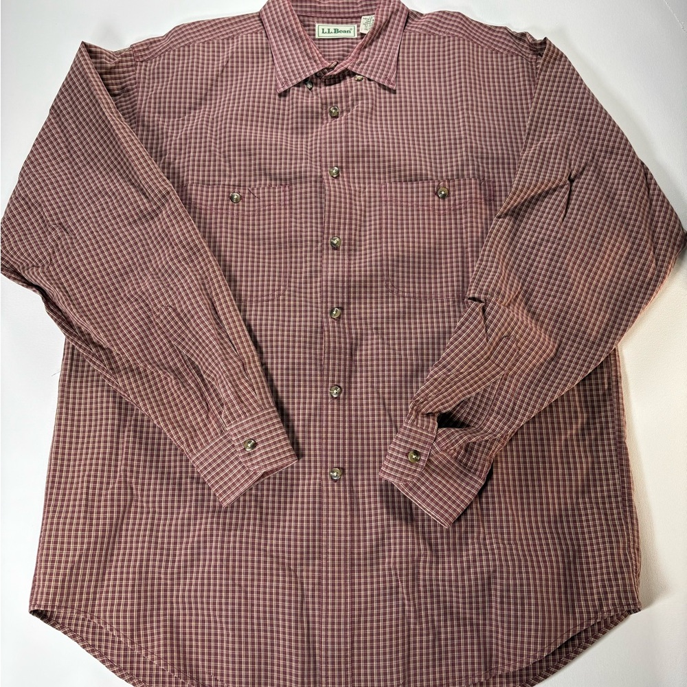 L.L. Bean Men's Burgundy Plaid Shirt